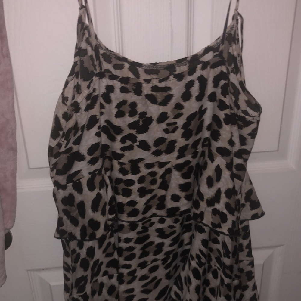 Leopard layered ruffle maxi dress